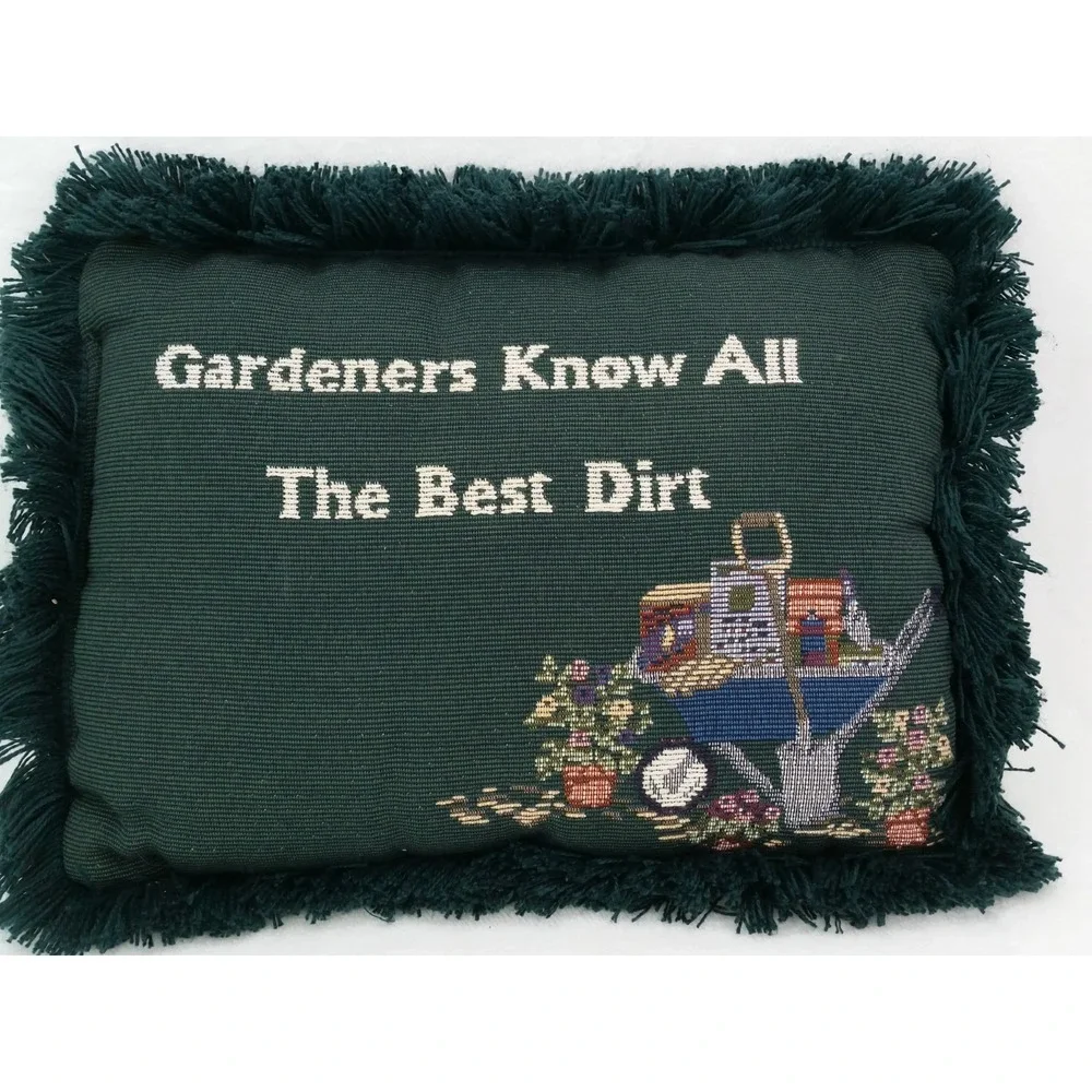 Gardeners Know all The Dirt Tapestry Throw Pillow Cottagecore Plants Gardening